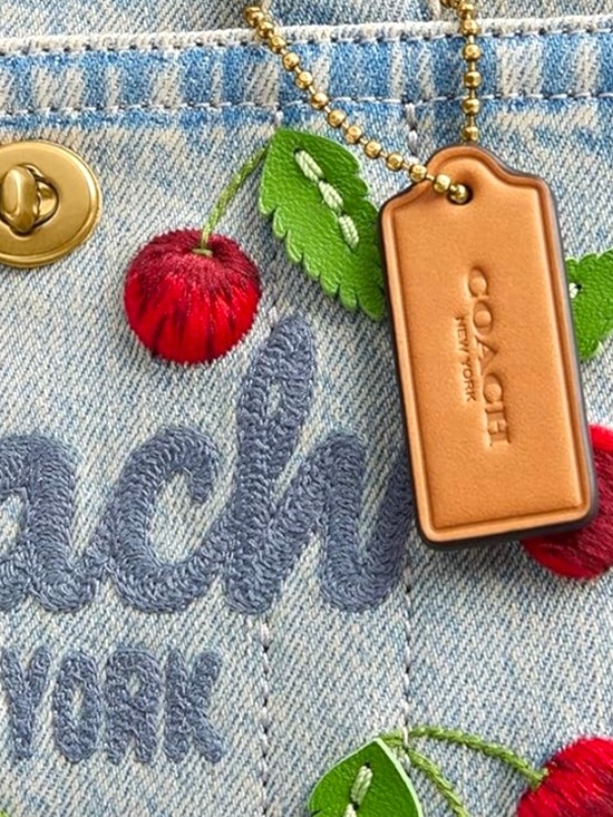 Coach 20 Denim Cherry Embroidered Mini Tote NWT - Picture 3 of 4